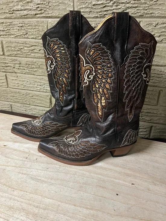 Corral Embroidered Brown Leather Western Cowboy Boots women’s 8 - Picture 12 of 12